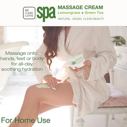 BCL SPA Massage Cream with Lemongrass + Green Tea – Hydrating Body Lotion, 16 oz