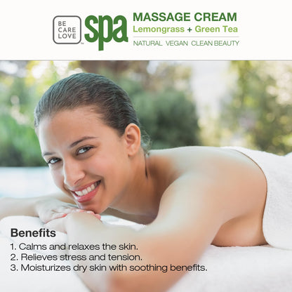 BCL SPA Massage Cream with Lemongrass + Green Tea – Hydrating Body Lotion, 16 oz