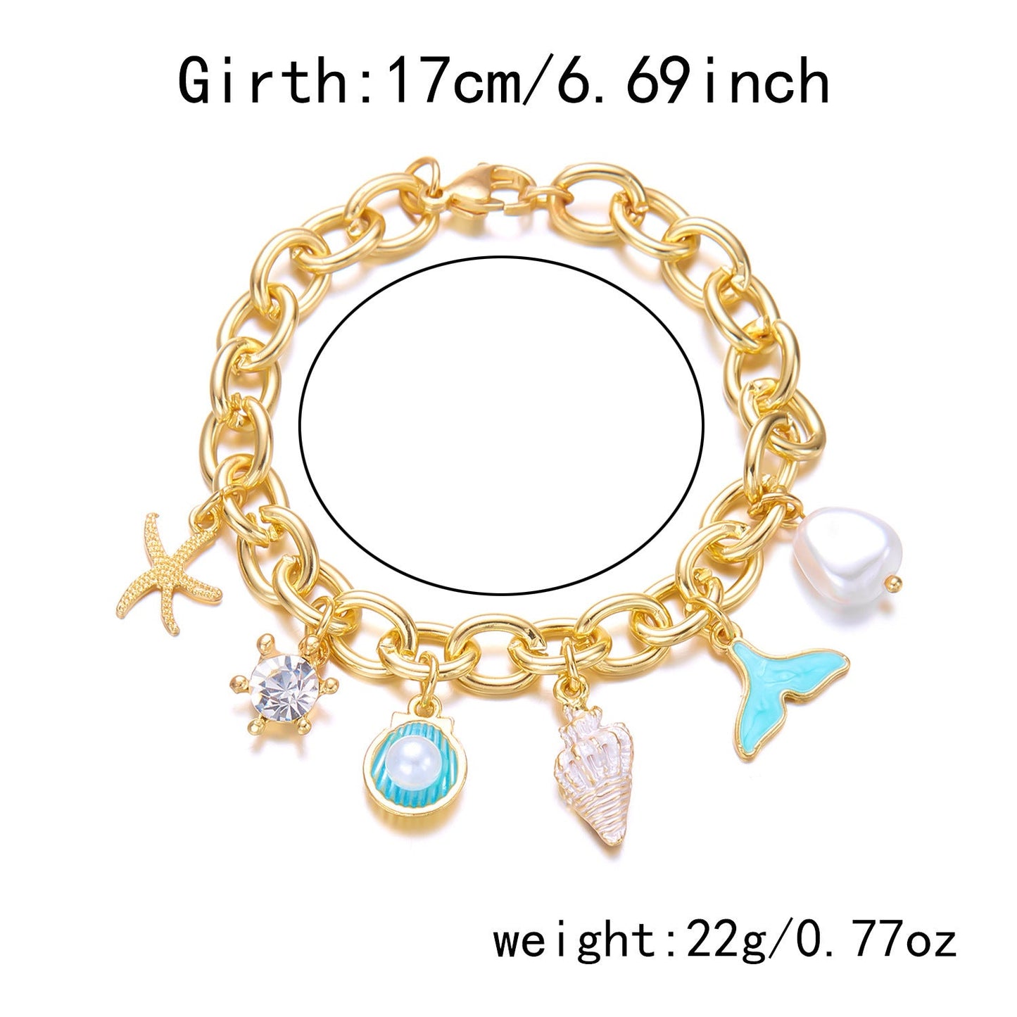 Starfish Pearl Shell Fishtail Multi-Pendant Necklace & Bracelet Set