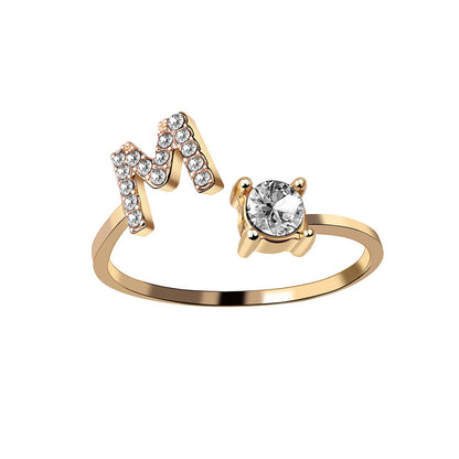 Adjustable 26 Initial Letter Ring