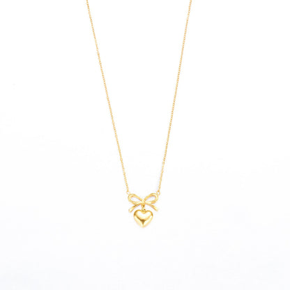 Love Heart & Bowknot Choker Necklace