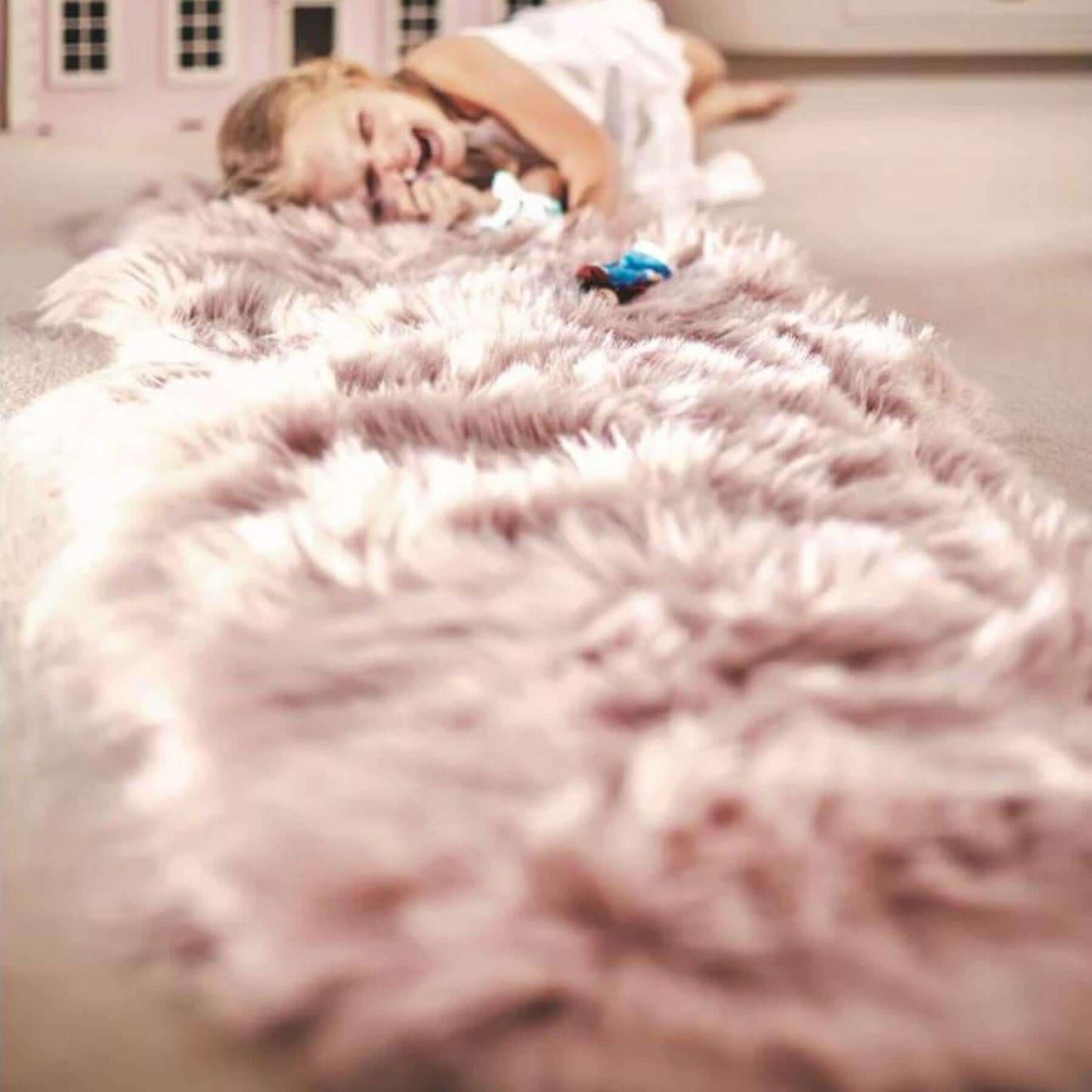 Genuine Rose Sheepskin Faux Fur Rug