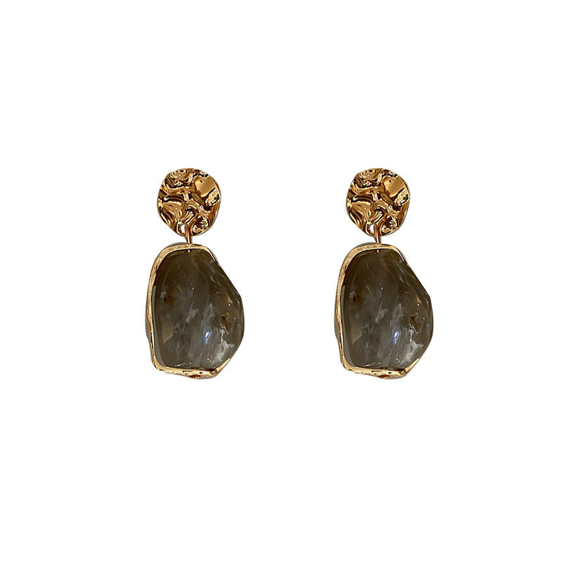 Silver Needle Resin Geometric Earrings