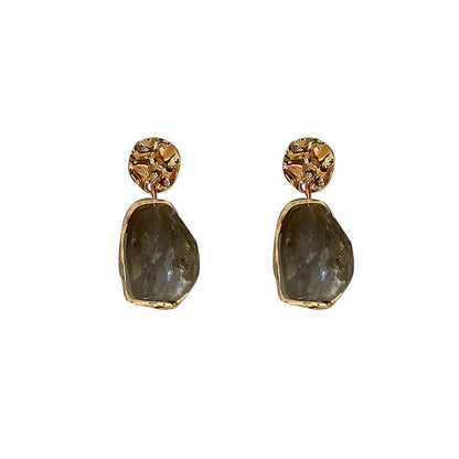Silver Needle Resin Geometric Earrings