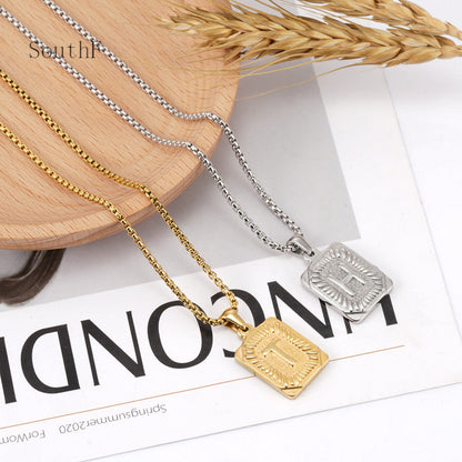 A-Z Alphabet Titanium Steel Letter Pendant Necklace