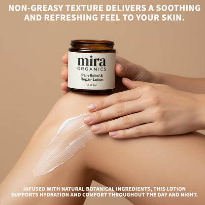 BDQBDQ Mira Organics Pain Relief Cream – Fast-Absorbing Magnesium & Arnica Lotion, Plant-Based, 3.5 oz