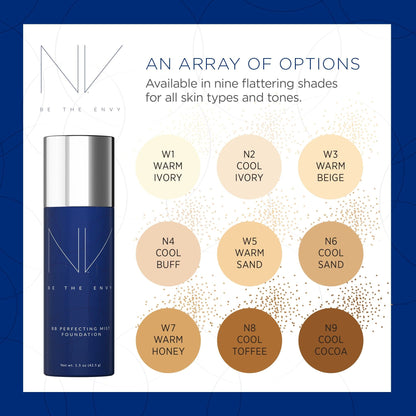 BE THE ENVY NV BB Perfecting Mist Foundation – Buildable Airbrush Coverage (Cool Toffee)