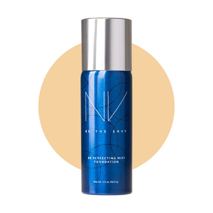 BE THE ENVY NV Perfecting Mist Foundation – Warm Sand | Hypoallergenic, Buildable Coverage, Airbrush Finish