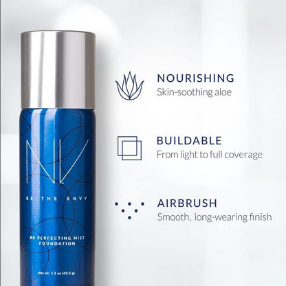 BE THE ENVY NV Perfecting Mist Foundation – Cool Sand | Airbrush Finish, Buildable Coverage, Clean Beauty