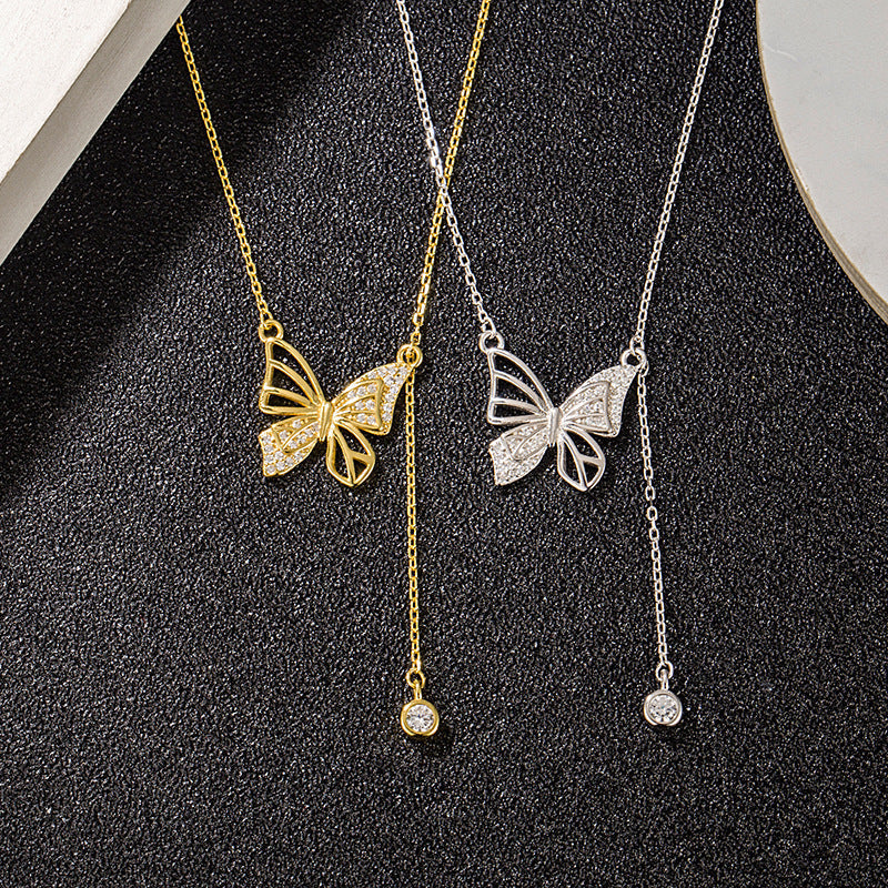 S925 Silver Hollow Butterfly Necklace