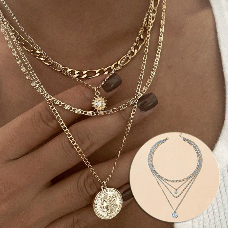 Multi-Layered Coin Chunky Gold Necklace