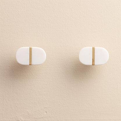 Roja White Stone Brass Drawer Knobs