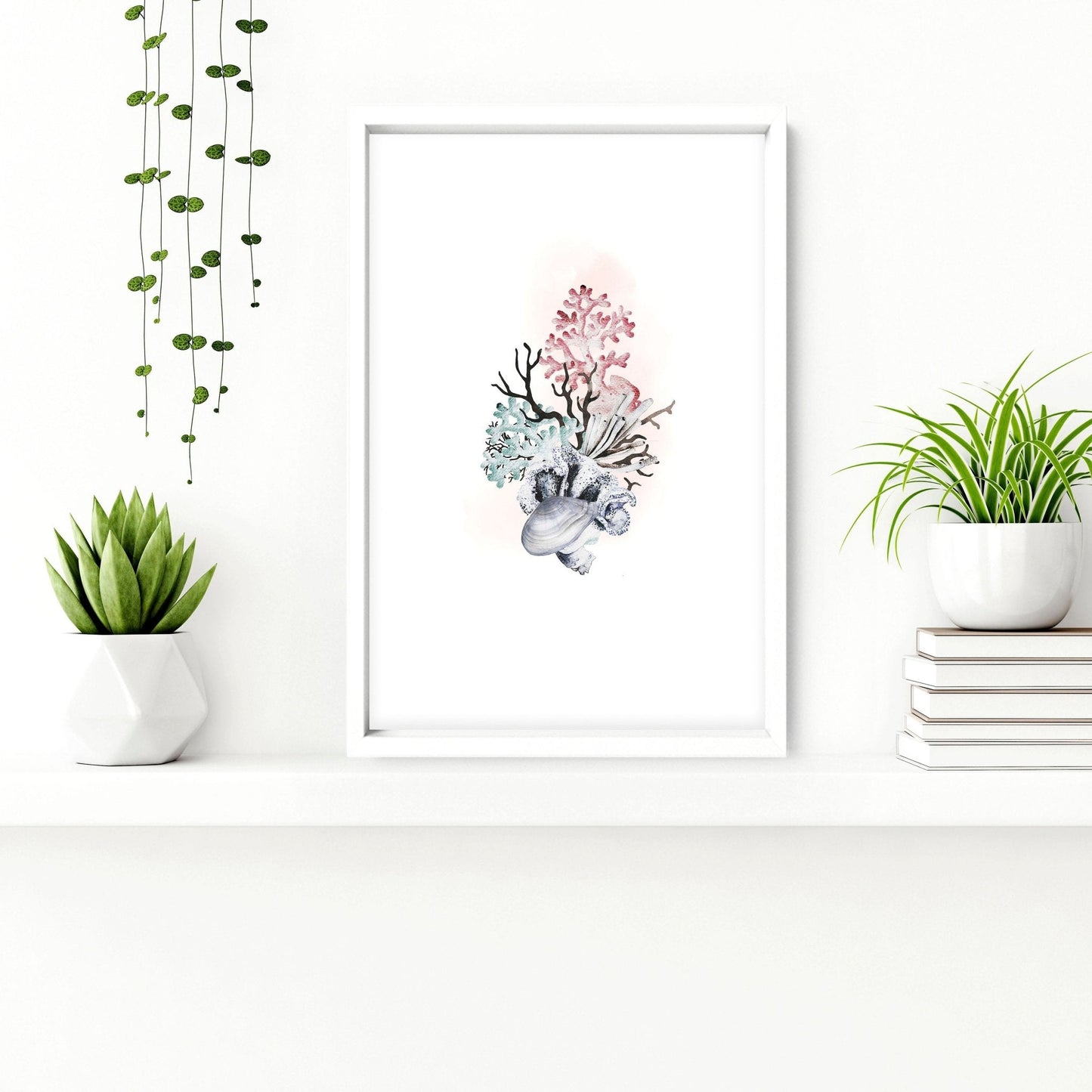 Beach theme bathroom decor | set of 3 wall art prints