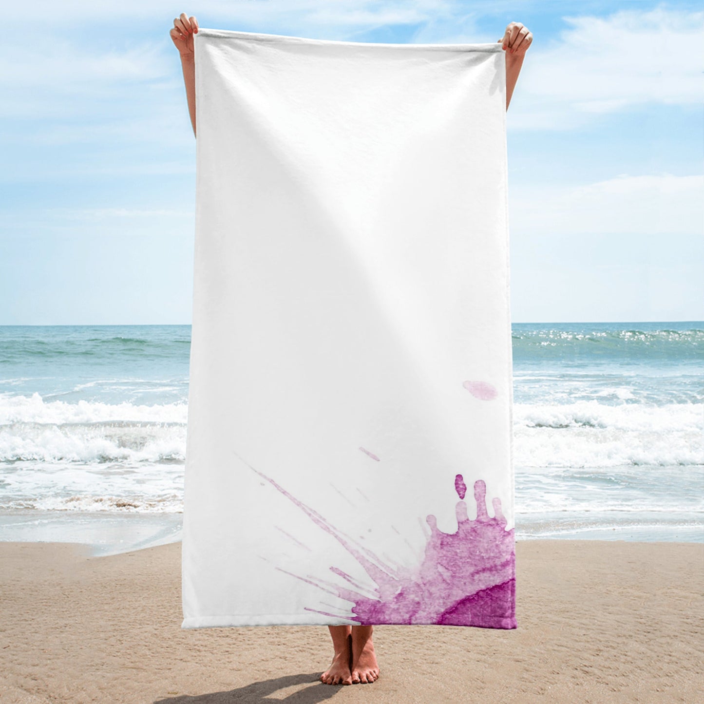 Watercolour Pink Splash - Beach Towel