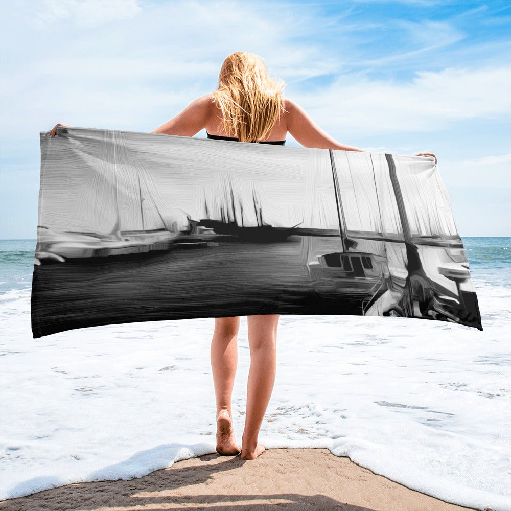 The Sleeping Yachts (at Night) - Beach Towel