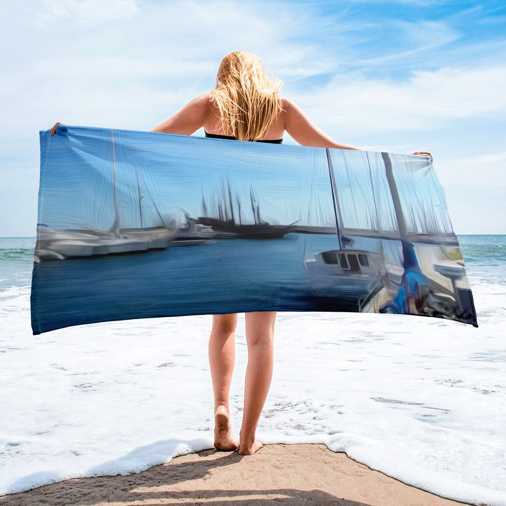 The Sleeping Yachts (at Morning) - Beach Towel