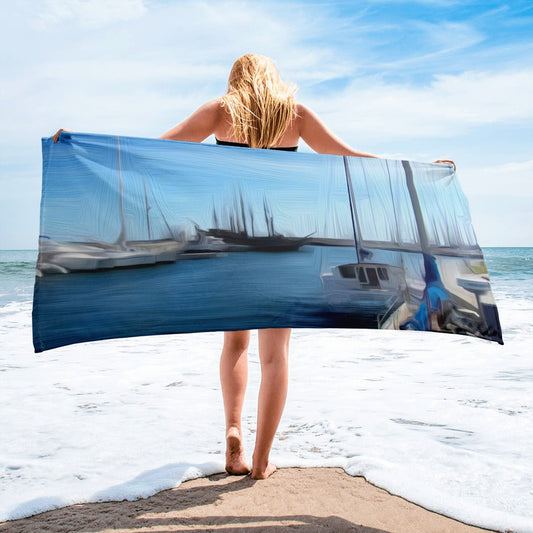 The Sleeping Yachts (at Morning) - Beach Towel
