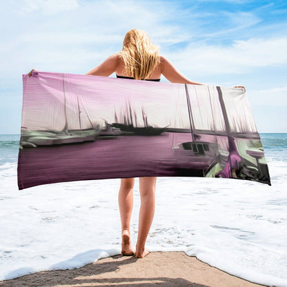 The Sleeping Yachts (at Evening) - Beach Towel