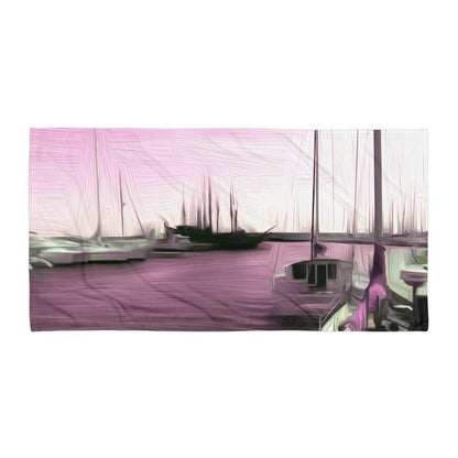 The Sleeping Yachts (at Evening) - Beach Towel
