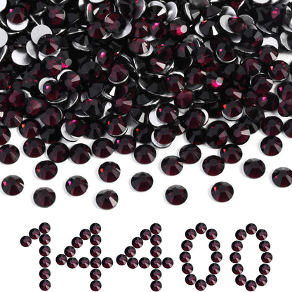 Beadsland Burgundy Rhinestones SS10 2.7-2.9mm Bulk 14400pcs for Nails & Crafts