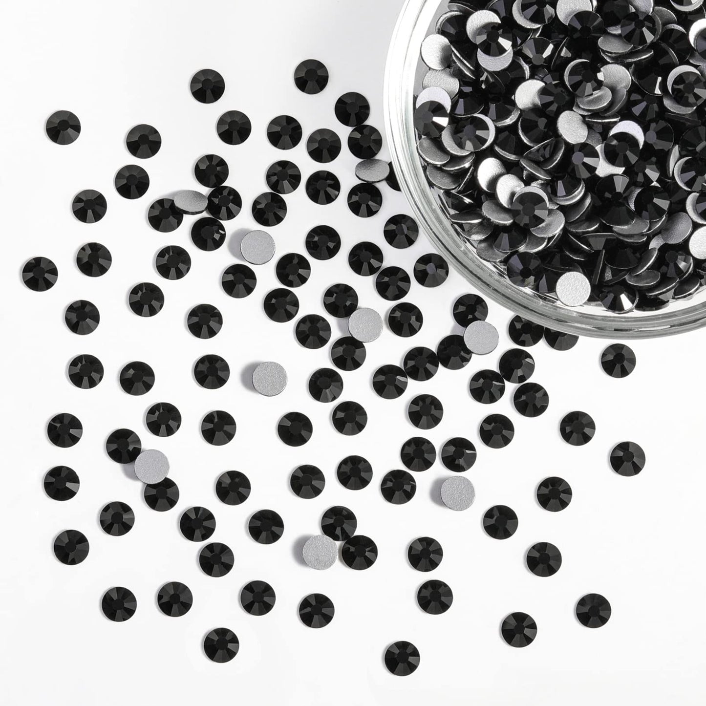 BEADSLAND Flatback Rhinestones Bulk – 14400pcs Jet Black SS8 2.3–2.5mm for Nails & Crafts