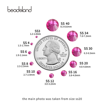 Beadsland 2880pcs Flat Back Crystal Rhinestones – Fuchsia SS20 4.6–4.8mm for Nail Art & Crafts