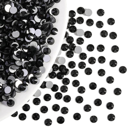 BEADSLAND Flatback Rhinestones Bulk – 14400pcs Jet Black SS8 2.3–2.5mm for Nails & Crafts