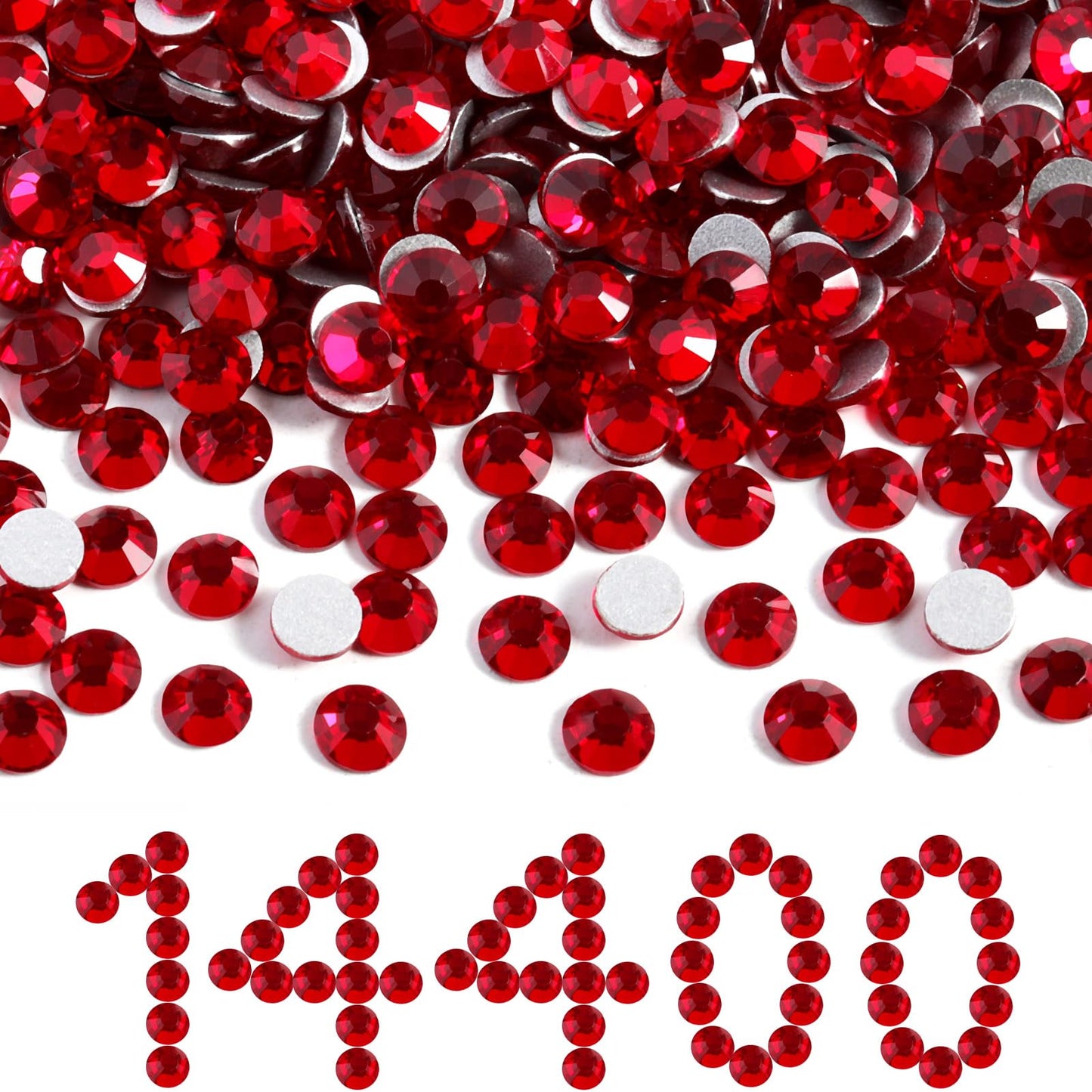 BEADSLAND Flatback Red Rhinestones Bulk – 14,400 SS10 2.7-2.9mm for Nails, Crafts & DIY