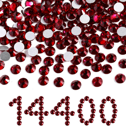 BEADSLAND Beadsland Flatback Rhinestones Bulk 14400 Red Dark Siam SS8 2.3-2.5mm for Nails & DIY Decor