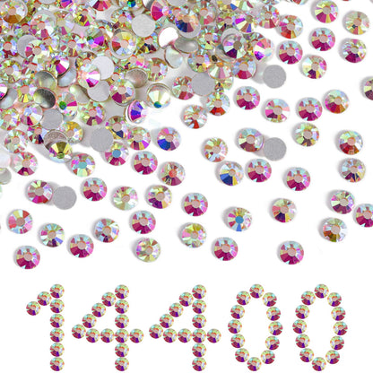 BEADSLAND Flatback Rhinestones Bulk 14,400pcs SS10 Crystal AB 2.7–2.9mm