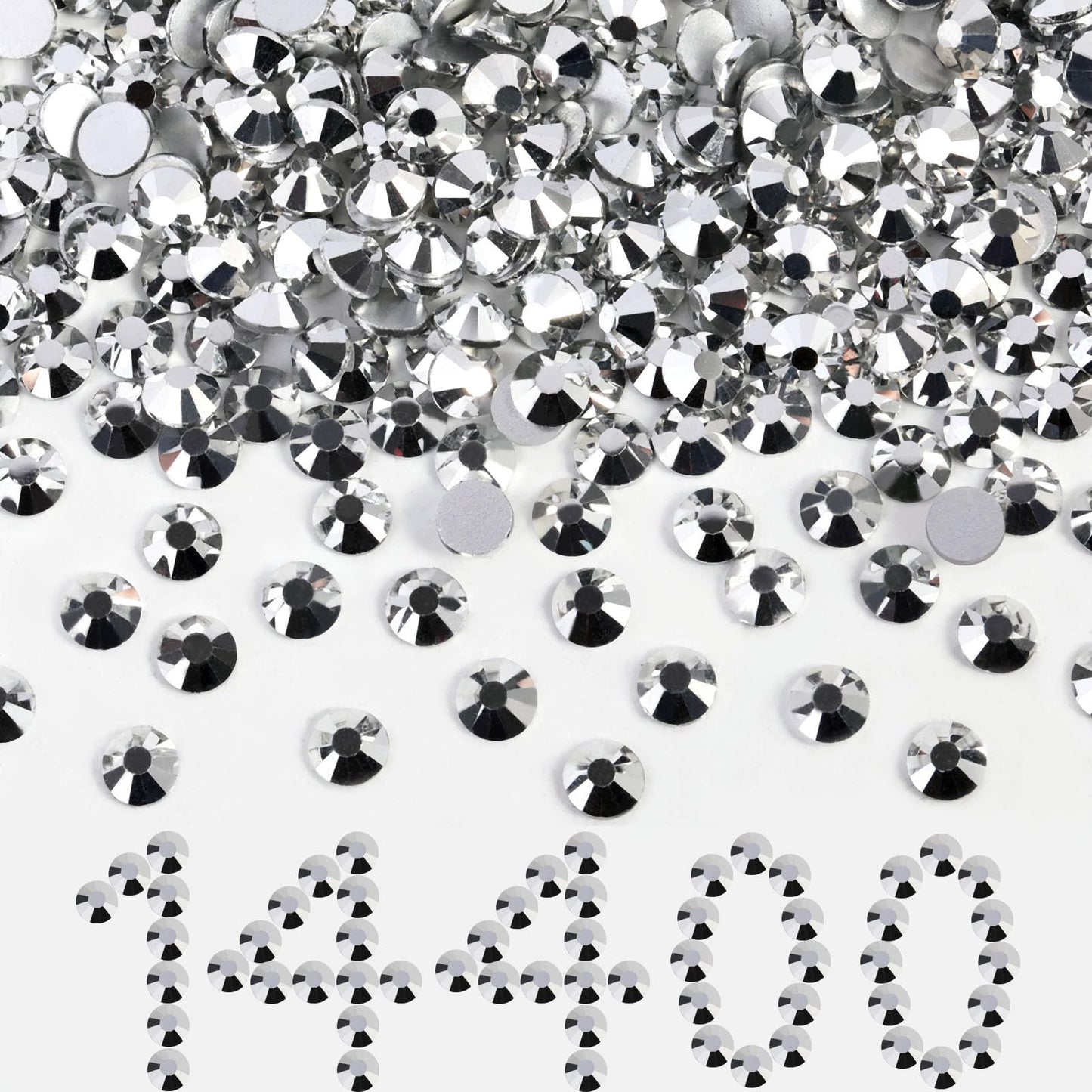 Beadsland Flatback Rhinestones Bulk SS10 2.7-2.9mm 14400pcs Silver Hematite