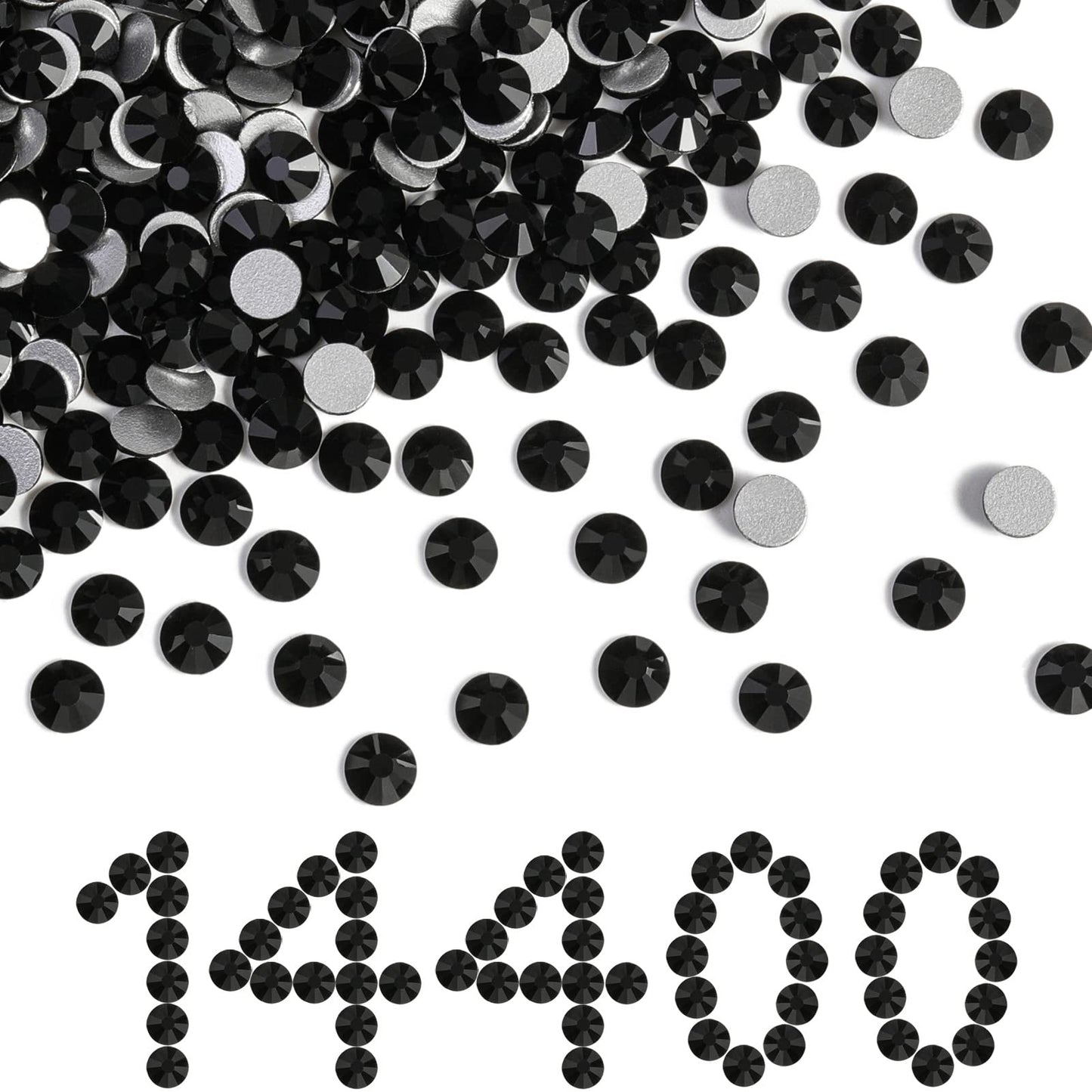 BEADSLAND Beadsland Flatback Rhinestones Bulk – 14,400 pcs Jet Black SS10 2.7-2.9mm