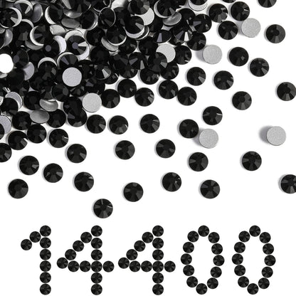 BEADSLAND Beadsland Flatback Rhinestones Bulk – 14,400 pcs Jet Black SS10 2.7-2.9mm