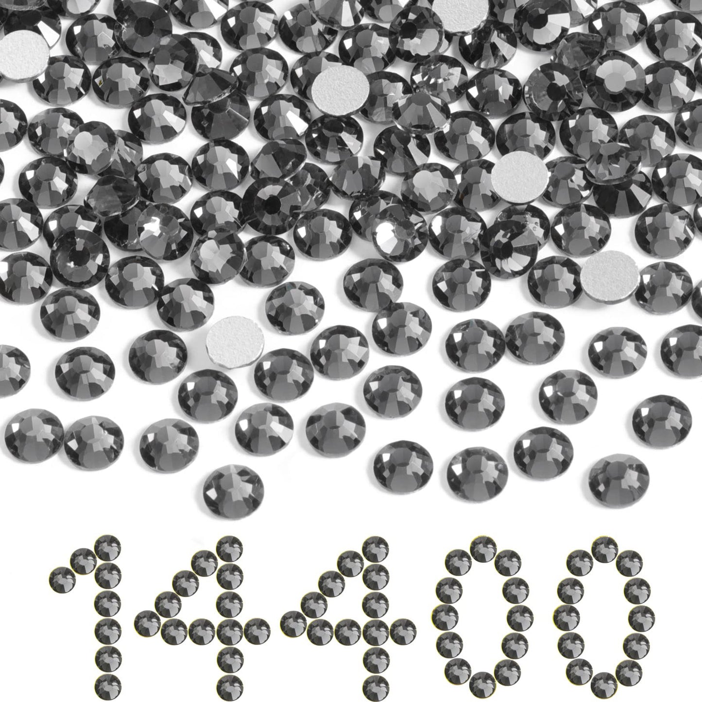 Beadsland Flatback Rhinestones Bulk – 14,400 Gray SS10 2.7-2.9mm for Nails & DIY