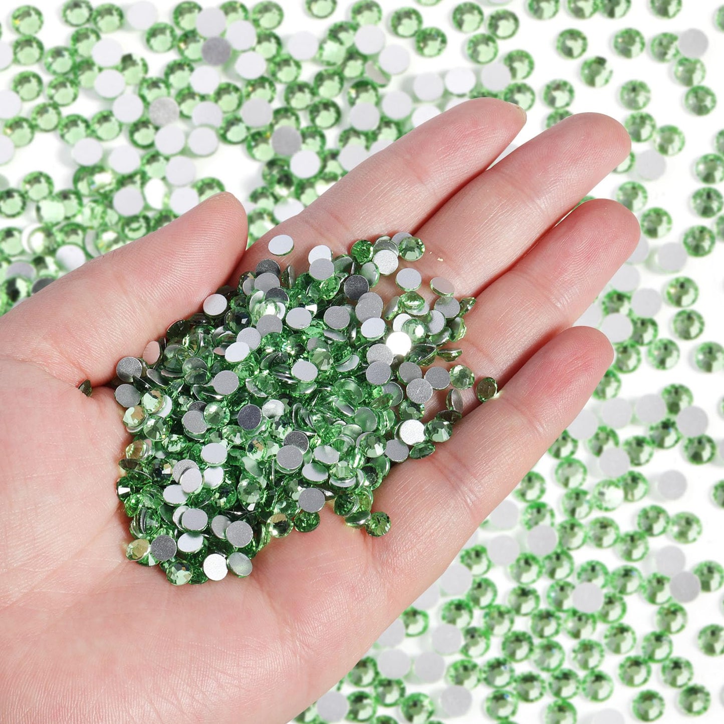 BEADSLAND 14400pcs Flatback Green Rhinestones SS10 2.7-2.9mm for Nails, Crafts & DIY