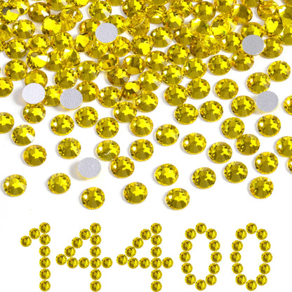 Beadsland Flatback Rhinestones Bulk – 14,400 Yellow SS10 2.7-2.9mm for Nails, Crafts, Clothes