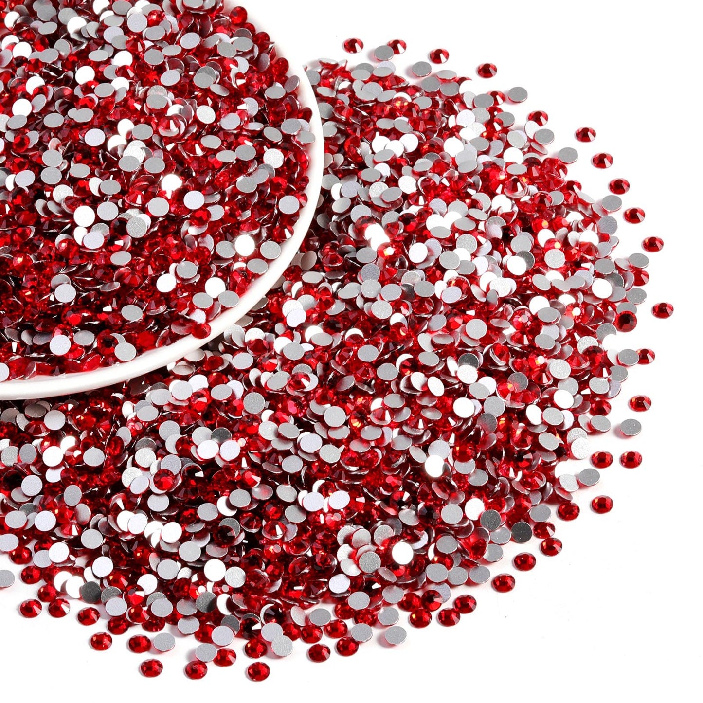 Beadsland Flatback Red Rhinestones SS10 2.7-2.9mm | 14,400 Pcs for Crafts, Clothes & DIY Decor | Light Siam