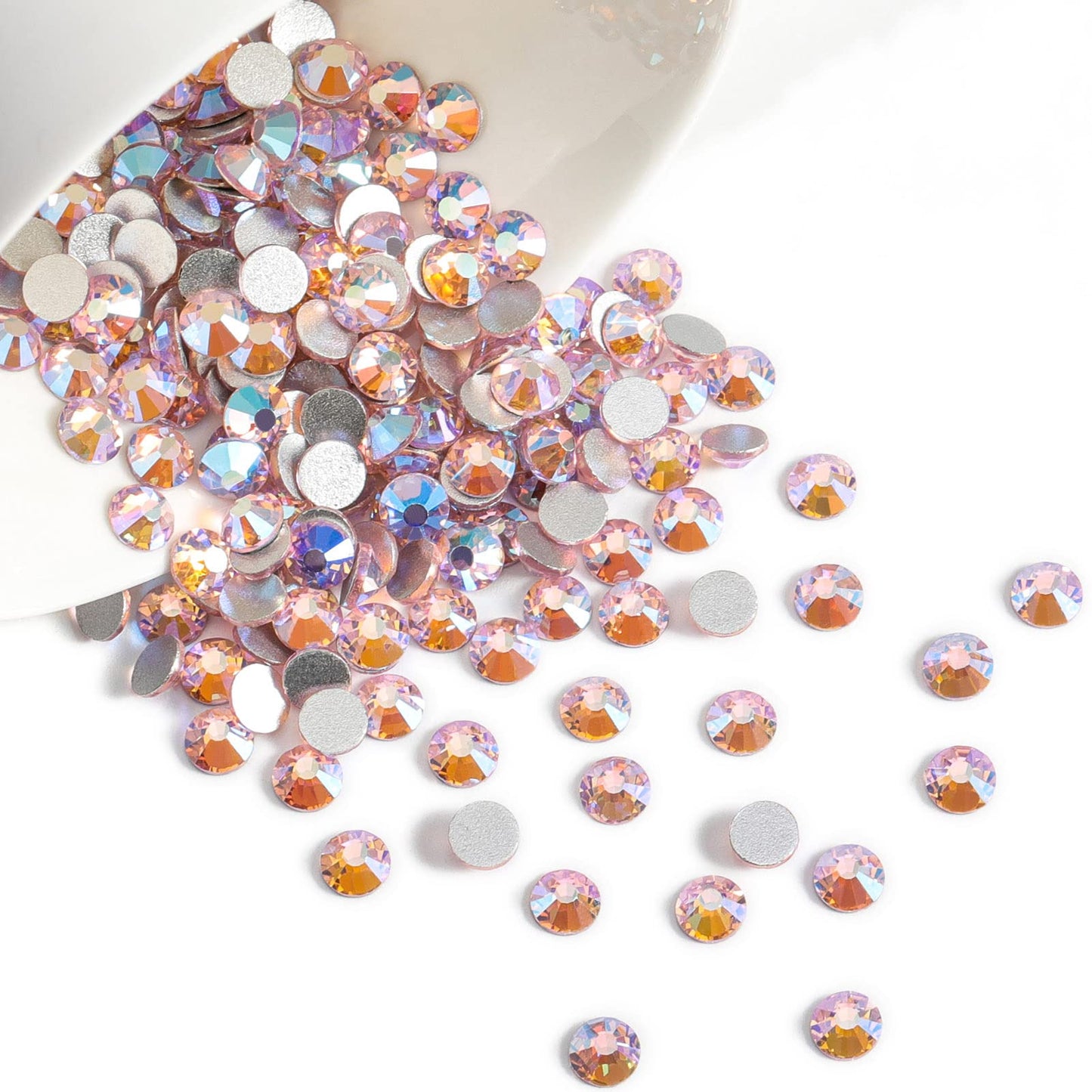 Beadsland 576pcs Light Pink AB Flatback Rhinestones – SS30 6.3–6.5mm for Nail Art & Crafts