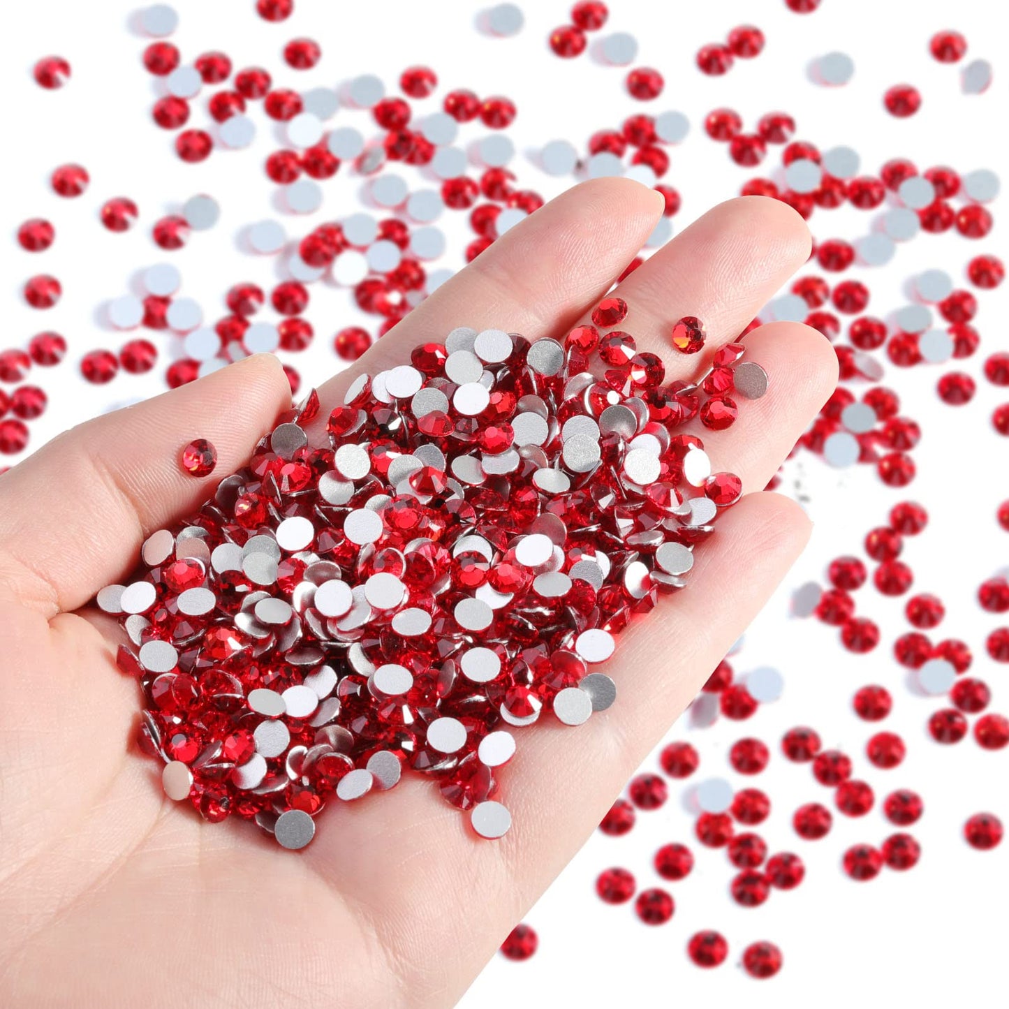 Beadsland Flatback Red Rhinestones Bulk SS6 1.9-2.1mm – 14,400 pcs (Light Siam) for Crafts & DIY