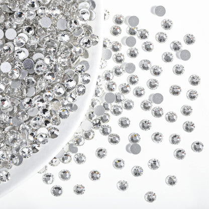 BEADSLAND Flatback Rhinestones Bulk – 14,400 White SS8 (2.3–2.5mm) for Nails, Crafts, Clothes, DIY Decoration