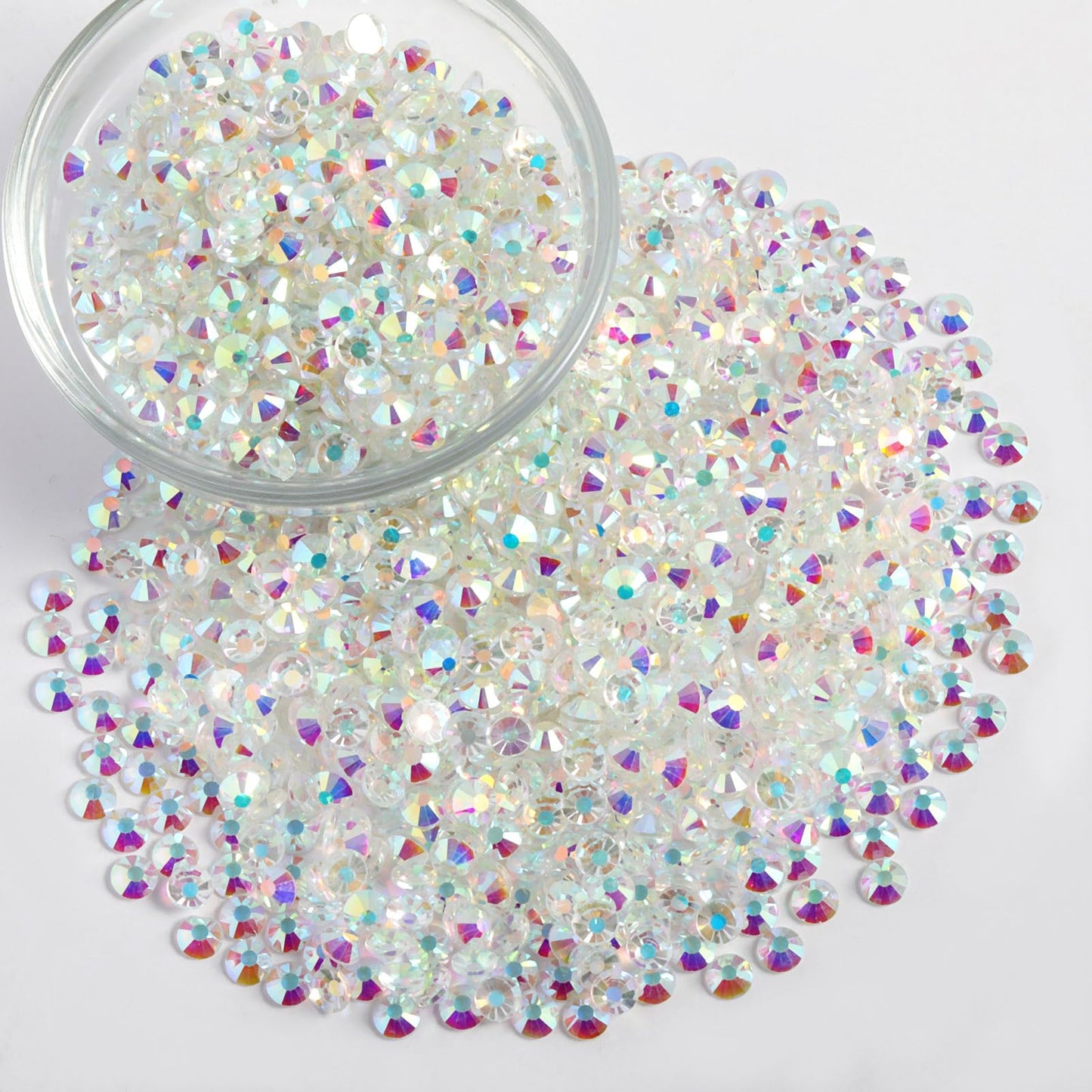Beadsland Flatback Rhinestones Bulk – 14,400 Transparent AB SS12 3.0–3.2mm for Nails & Crafts