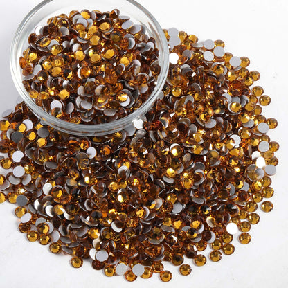 Beadsland Flatback Topaz Rhinestones SS6 1.9-2.1mm | 14,400pc Bulk for Nails & Crafts