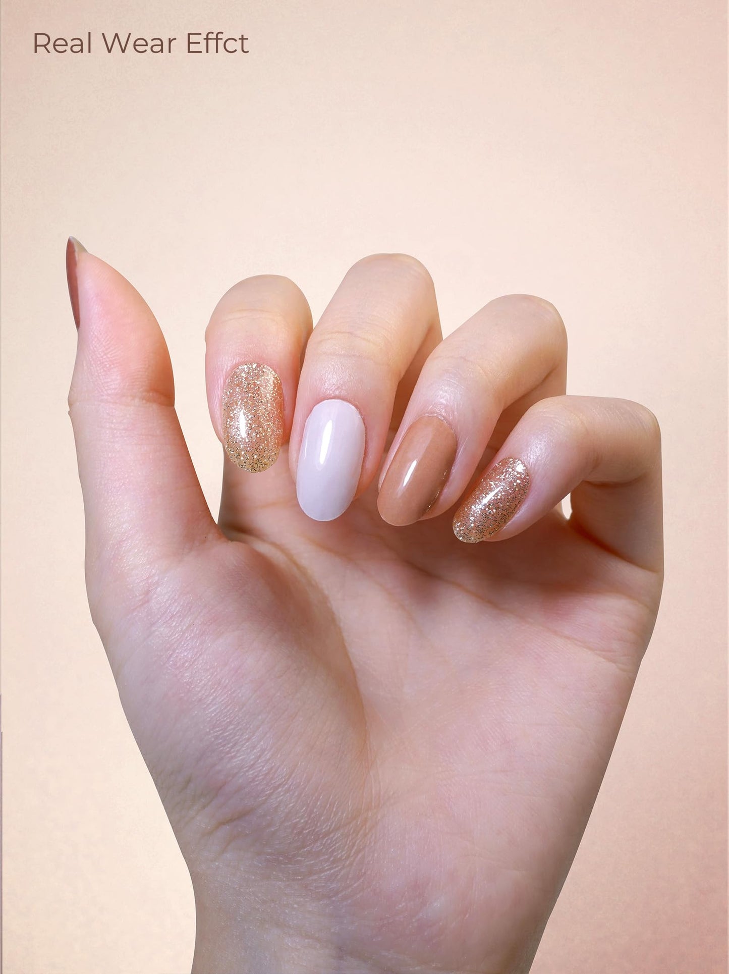 Beaolata Pre-Cured Gel Nail Strips – 44PCS Cinnamon Brown | No UV Needed