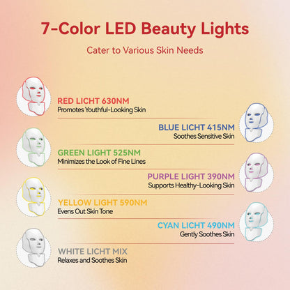 BeaRay LED Face Mask: 7-Color Light Therapy for Skin Vitality at Home
