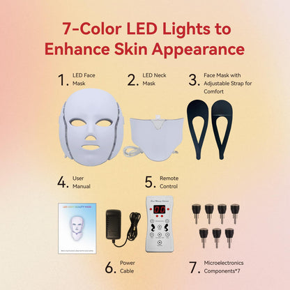 BeaRay LED Face Mask: 7-Color Light Therapy for Skin Vitality at Home