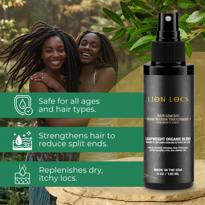 Beard Gains Lion Locs Rosewater Moisturizing Spray – Lightweight Hydration for Locs & Skin (4oz, Nuda)