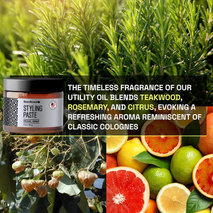 Beardbrand Beard Styling Paste – Medium Hold & Satin Finish for Beard & Hair | Teakwood, Rosemary & Citrus