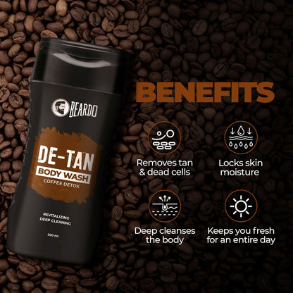 BEARDO LiveMoor De-Tan Body Wash for Men – 200ml | Coffee & Aloe, Deep Cleanse & Tan Removal