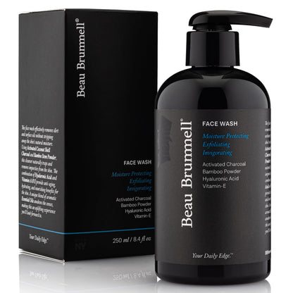Beau Brummell Activated Charcoal Face Wash for Men | Hyaluronic Acid & Bamboo Powder