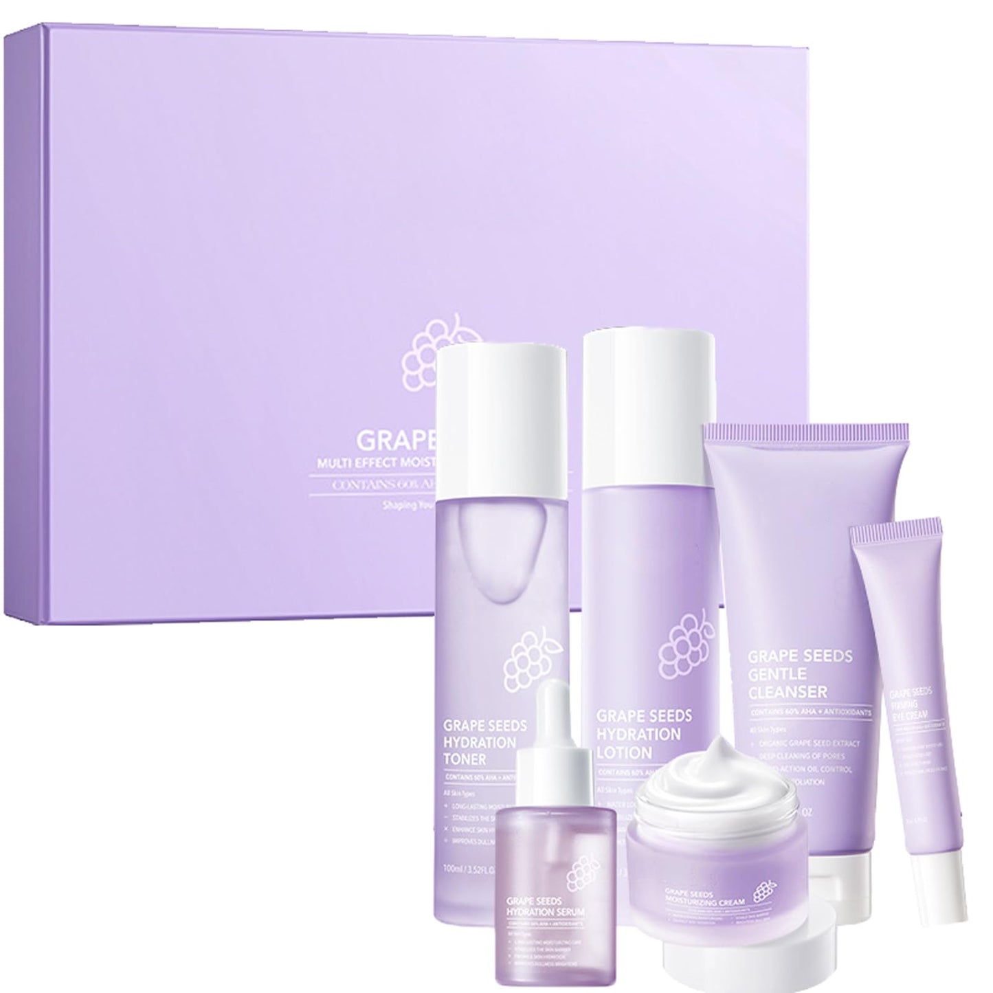 BeauBase Grapeseed Skincare Collection – Hydrating Gift Set for All Skin Types